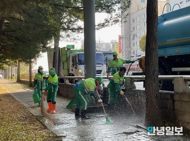 수원시 장안구, 은행나무 열매 다량 발생지 물세척 청소 실시
