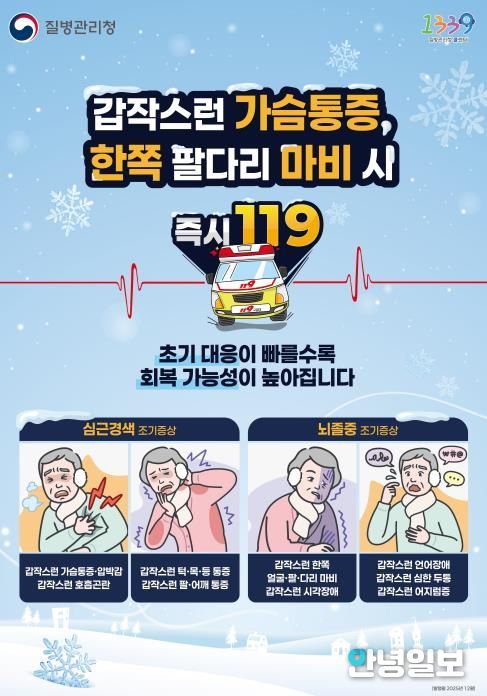평택시 송탄보건소, 겨울철 추위, 심근경색과 뇌졸중 조심하세요!