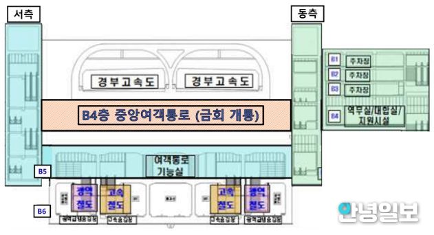 동탄역 B4층 중앙여객통로 현황