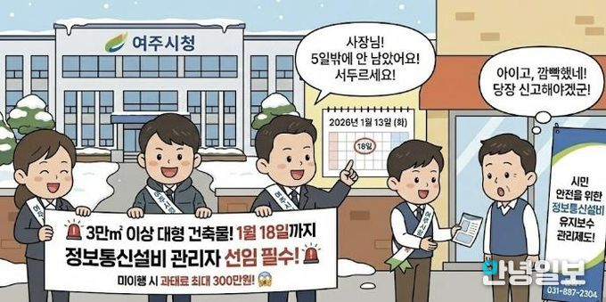 여주시, 대형 건축물 '정보통신설비 유지보수 관리자' 선임 유예기간 종료 임박 안내
