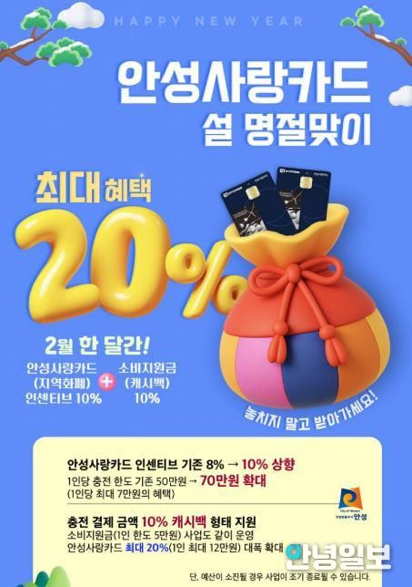 안성사랑카드, 설 명절 맞이 최대 20% 혜택 제공