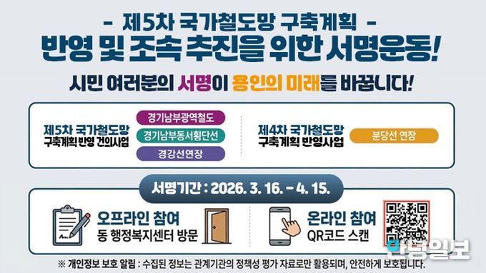 제5차 국가철도망 구축계획 반영 및 조속 추진을 위한 서명운동 홍보물